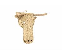 ZocoChic Tête de buffle décorative murale, rotin tressé naturel, env. 30 cm, artisanat marocain, osier