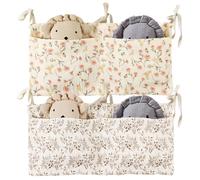 ZOCONE Lot de 2 organiseurs à suspendre pour lit de bébé 2 en 1 - Organiseur à suspendre - Réglable - Organiseur de lit de bébé pour couches, vêtements, jouets (feuilles et fleurs)