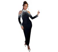 Zoctuo Robes de soirée à épaules dénudées pour femmes formelles, bals, galas, réveillon du Nouvel An, Noir-7410, Taille L