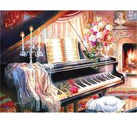 Zocunzi Diamond Painting Art du piano, Point de Croix Kit de Broderie Diamant Peinture, DIY 5D Diamant Painting Grand Format 40x50cm, Canevas Kit Complet Diamant Art Craft Maison Murale Decor Gift
