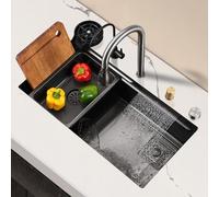 ZOCWJK Évier de cuisine cascade caché évier de cuisine évier de cuisine encastrable en acier inoxydable 304 pour la maison (