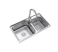 ZOCWJK Éviers de cuisine à double cuve, évier de cuisine en acier inoxydable 304, évier de poste de travail, évier de salle de bain, éviers de cuisine et de bar (78 x 43 x 21 cm