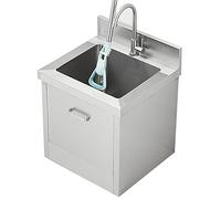 ZOCWJK Lavabo en acier inoxydable 304 avec égouttoir pour évier Profondeur 30 cm (50 x 50 cm)