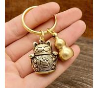 Zodiac cheval cinq empereurs argent pendentif, porte-clé de chat chanceux avec chinois Feng Shui pièces de monnaie, richesse Fortune porte-clés, accessoire de charme propice