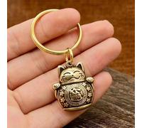 Zodiac cheval cinq empereurs argent pendentif, porte-clé de chat chanceux avec chinois Feng Shui pièces de monnaie, richesse Fortune porte-clés, accessoire de charme propice