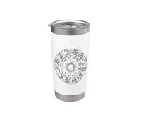 Zodiac Horoscope Signes Roue Tarot Gobelet isotherme en acier inoxydable double paroi