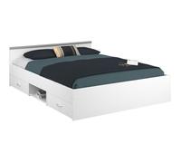PARISOT Lit adulte contemporain blanc mat - l 140 x L 190 cm - ZODIAC