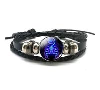 Zodiac Signs Spirit Bracelet | 12 Constellation PU Leather Bracelet | Handmade Woven Multilayer Adjustable Constellation Zodiac Bracelets Unisex,Glow in the Dark Zodiac Wristbands Gifts (Scorpio)