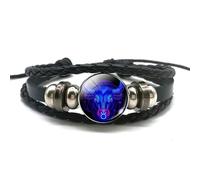 Zodiac Signs Spirit Bracelet | 12 Constellation PU Leather Bracelet | Handmade Woven Multilayer Adjustable Constellation Zodiac Bracelets Unisex,Glow in the Dark Zodiac Wristbands Gifts (Taurus)