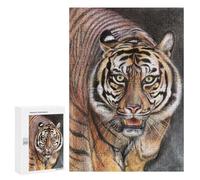 Zodiac Tiger Art Puzzle 300 pièces, édition collector, style peinture à l'encre chinoise pour affichage à la maison