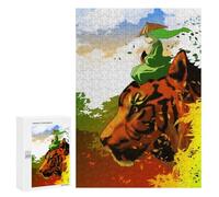 Zodiac Tiger Art Puzzle 300 pièces, édition collector, style peinture à l'encre chinoise pour affichage à la maison