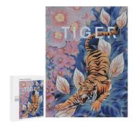 Zodiac Tiger Art Puzzle 500 pièces, édition collector, style peinture à l'encre chinoise pour affichage à la maison