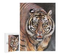 Zodiac Tiger Art Puzzle 500 pièces, édition collector, style peinture à l'encre chinoise pour affichage à la maison