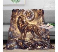 Zodiaque Lion Chaud Impression 3D Lion Fantastique Flanelle Plaid Couverture Douce Moelleuse Peluche Canapé Lit Filles Enfants Adultes Cadeau Respirant Douceur 40x50inch(100x130cm)
