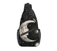 Zodiaque Lune Soleil Planète Galaxie Astrologie Noir et Blanc Sac bandoulière, Sac à bandoulière décontracté pour Homme et Femme