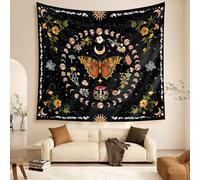 Zodight Tapisserie murale papillon orange - Phases de la lune - Décoration murale pour salon, table, chambre à coucher