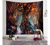 Zodight Tenture Murale Arbre de la Vie, Tapisserie Psychédélique Tapisseries Chutes d'eau sous Arbre Ancien, Tapestry Murale de Fée Décoration Tenture Couverture pour Chambre Salon