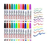 Zodors 24PCS Feutre Tableau Blanc Effacable, 12 Couleurs Marqueur Tableau Blanc Effacable Stylo Effacables Parfait pour École Maison Bureau