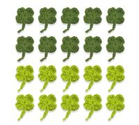 ZODVIX Lot de 20 Trèfles À Quatre Feuilles Faits Main, Fleurs Crochetées Porte Bonheur pour DIY Déco Créative, Cadeaux Chance Examen Départ École, 2 Tons De Vert