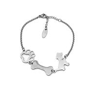 ZOE 61 Bracelet avec pendentif chien | Amour pour les animaux | Bracelet en acier avec pendentif chien | Pour l'aimer comme il vous aime, unica, Acier inoxydable