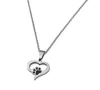 ZOE 61 Collier avec pendentif cœur et patte chien | Amour pour les animaux | Collier en acier avec pendentif chien | Pour l'aimer comme il vous aime|, unica, Acier inoxydable, Pas de gemme