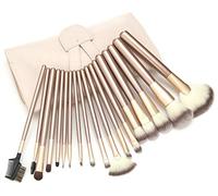 Zoë Ayla Ensemble de Pinceaux à Maquillage avec Sac de Rangement en Cuir Végétalien Beige 24 Pièces 1 Unité, 24-100-BE