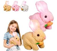 Zoefun Lapin Petsboro, Lapin Interactif, Bunny Pal-Peluche Lapin, Lapin Robot Interactif, Jouet Peluche Paques, Mon Lapins RéAliste, Jumping, Twitching, and Shaking Ears (Marron+Rose)