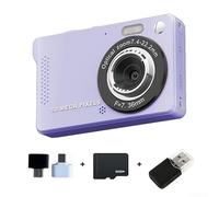 Zoegneer Appareil photo numérique 4K 50 MP Vlogging avec zoom 16x et écran LCD de 7,1 cm, capteur CCD, caméra vidéo HD pour étudiants, photographie, voyage, noir (violet, 32 G)