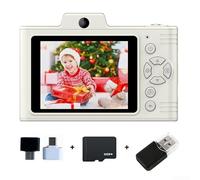 Zoegneer Appareil photo numérique rétro pour étudiant 48 MP 2,5 K UHD avec écran IPS de 2,8", double objectif HD, zoom optique 8x, batterie 700 mAh, transfert photo OTG, support carte TF, Fu, blanc 32
