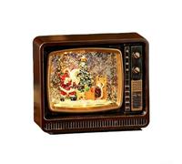 Zoegneer Boîte à musique de Noël avec scène de neige tombante et lumière LED musicale avec Père Noël, bonhomme de neige, élan, batterie ou pièce maîtresse festive alimentée par USB pour décoration