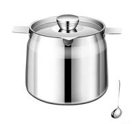 Zoegneer Boîte de conservation alimentaire en acier inoxydable 304 de 1,5 L avec design à double oreille pour huile chaude, saindoux, céréales, grains de café, farine et aliments pour animaux