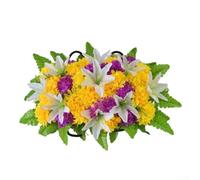 Zoegneer Bouquet de fleurs artificielles de cimetière réaliste pour décoration commémorative de tombe, bouquet de faux lys en plastique robuste, sans entretien nécessaire, têtes d'extérieur