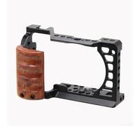 Zoegneer Cage de lapin légère en métal pour Sony A6000 A6300 A6400 A6500 avec support griffe et plusieurs trous filetés pour appareil photo reflex numérique en alliage d'aluminium noir (avec poignée)