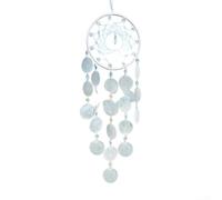 Zoegneer Carillon éolien en coquillage avec pendentifs en cristal pour décoration de chambre à coucher, jardin, terrasse, mur, plage, (blanc)