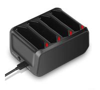 Zoegneer Chargeur de batterie Quad Slot pour Zebra Symbol TC70 TC72 TC75 TC77 avec entrée USB C 4 A Station d'accueil de charge rapide pour lecteur de codes-barres Noir