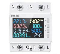 Zoegneer Compteur AC 8 en 1 2P 170-270 V 63 A Contrôle par application Compteur de puissance avec tension actuelle puissance synchronisation température fréquence et mesure du facteur de puissance