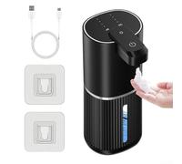 Zoegneer Distributeur de savon à détection automatique en ABS avec sortie réglable en mousse ou gel, design étanche et indicateur de niveau de batterie pour salle de bain, cuisine ou espaces publics