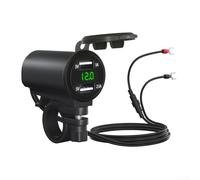 Zoegneer Double prise USB pour moto avec voltmètre LED 5 V 3,1 A DC 12 V 24 V pour motos, voitures, SUV, bateaux, yachts, camping-cars, noir, IP65 (vert)