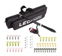 Zoegneer Ensemble canne à pêche télescopique et moulinet avec canne en fibre de verre Rapport de vitesse 5.2:1 pour moulinet souple pour pêche en extérieur (B-160 cm)