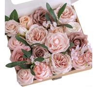 Zoegneer Fleurs artificielles en rose poudré - Décoration de mariage - Bouquet de mariée - Centre de table - Guirlande de fleurs - Décoration d'intérieur (rouge rouge)