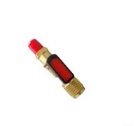 Zoegneer Interrupteur de robinet à boisseau sphérique R22 et R410A pour climatisation et climatisation - Filetage mâle de 6,35 mm - En laiton et cuivre - Adaptateur de charge - Rouge et bleu (R410A)