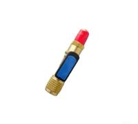 Zoegneer Interrupteur de robinet à boisseau sphérique R22 et R410A pour climatisation et climatisation - Filetage mâle de 6,35 mm - En laiton et cuivre - Adaptateur de charge - Rouge et bleu (R22)