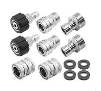 Zoegneer Kit d'adaptateur pour nettoyeur haute pression M22-14 en acier inoxydable avec raccord rapide 3/8, lot de 8 pièces pour fixation sans couture de tuyau et de buse, débit d'eau amélioré et