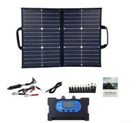 Zoegneer Kit de chargeur de panneau solaire portable pliable 50 W monocristallin haute efficacité étanche pour camping, randonnée, extérieur, charge de batterie 12 V pour station de générateur