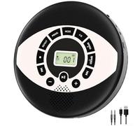 Zoegneer Lecteur CD portable avec batterie rechargeable et deux haut-parleurs, protection anti-saut pour la maison, la voiture, les voyages, la lecture de musique, sortie USB AUX, noir