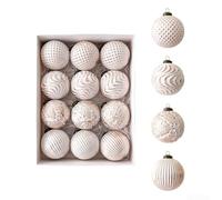 Zoegneer Lot de 12 boules de Noël de style antique - 8 cm - Décorations de sapin vintage à suspendre en plastique pour intérieur ou vitrine de magasin (or rose)