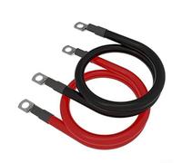 Zoegneer Lot de 2 câbles de batterie de voiture en cuivre pur 35 mm² 2 AWG 50 cm 12 V avec bornes à anneau M10 pour camion, automobile, moto, bateau, panneau solaire, onduleur et porte-fusible