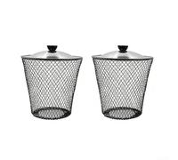 Zoegneer Lot de 2 composteurs de vers creusés avec couvercle en fer avec trous de ventilation, accès facile pour les vers rouges dans les lits de jardin, style ferme pour recycler les déchets de
