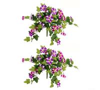 Zoegneer Lot de 2 pétunias artificiels en soie pour décoration extérieure et intérieure, résistants aux UV, ne se décolorent pas, arrangement floral en plastique et soie pour la maison (violet rouge)