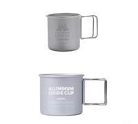 Zoegneer Lot de 2 tasses pliantes en alliage d'aluminium avec finition mate rétro, 300 ml et 400 ml, design gigogne, chauffable au-dessus d'une flamme ouverte pour faire bouillir l'eau, le café, le